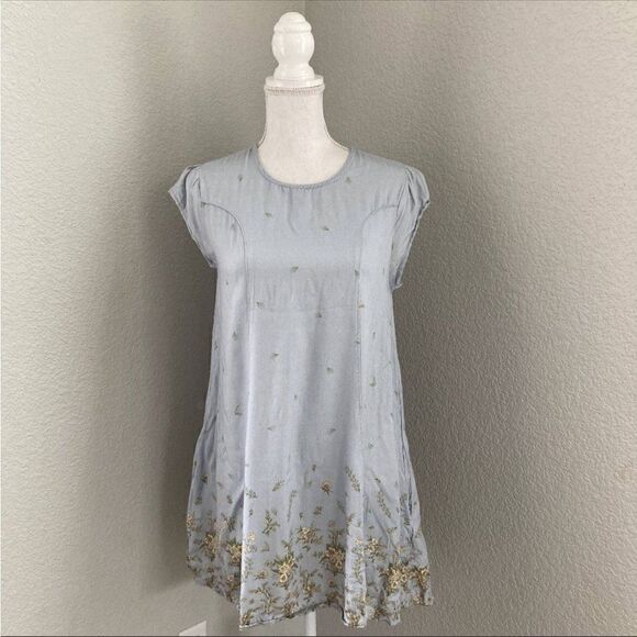 Urban Outfitters Womens Blue Floral Crewneck Classic Fit & Flare Dress Small - Picture 2 of 10